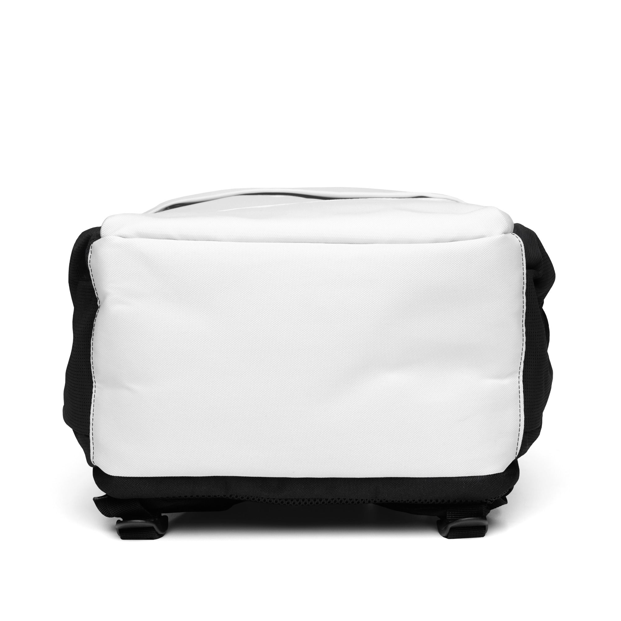 White gym bag with black accents on a white background