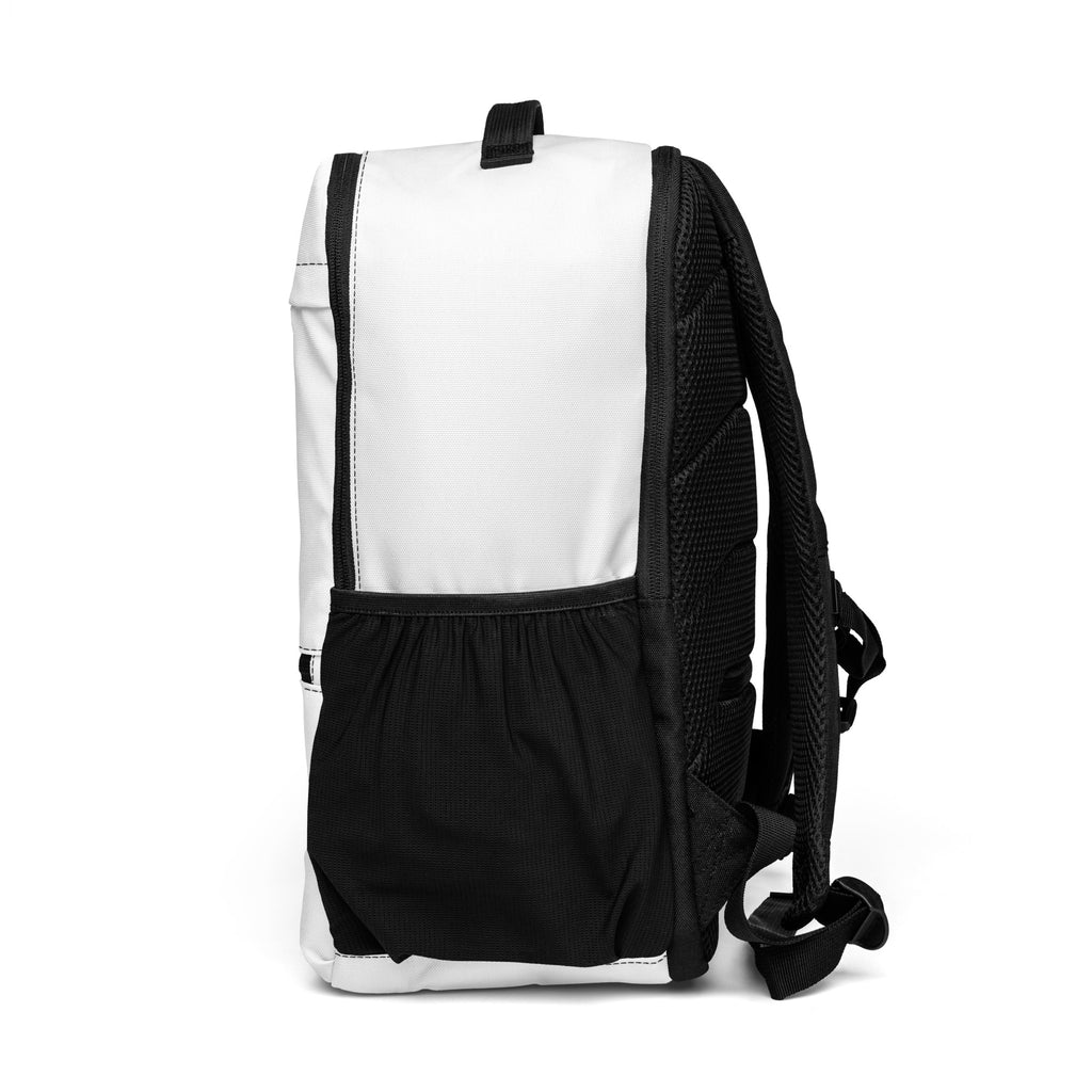 Black and white backpack on a white background
