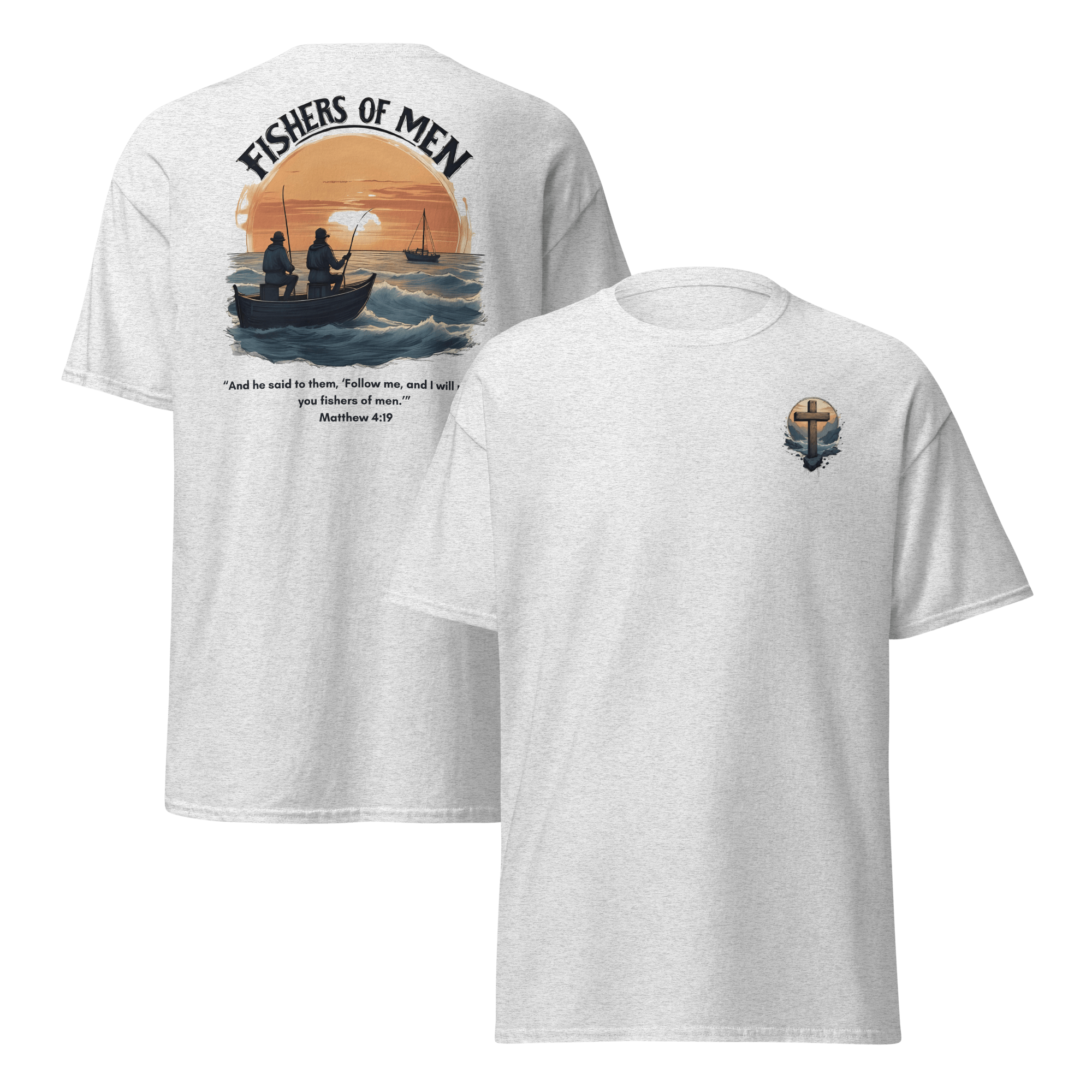 Ash grey Fishers of Men motivational shirt - faith-based apparel for making an impact