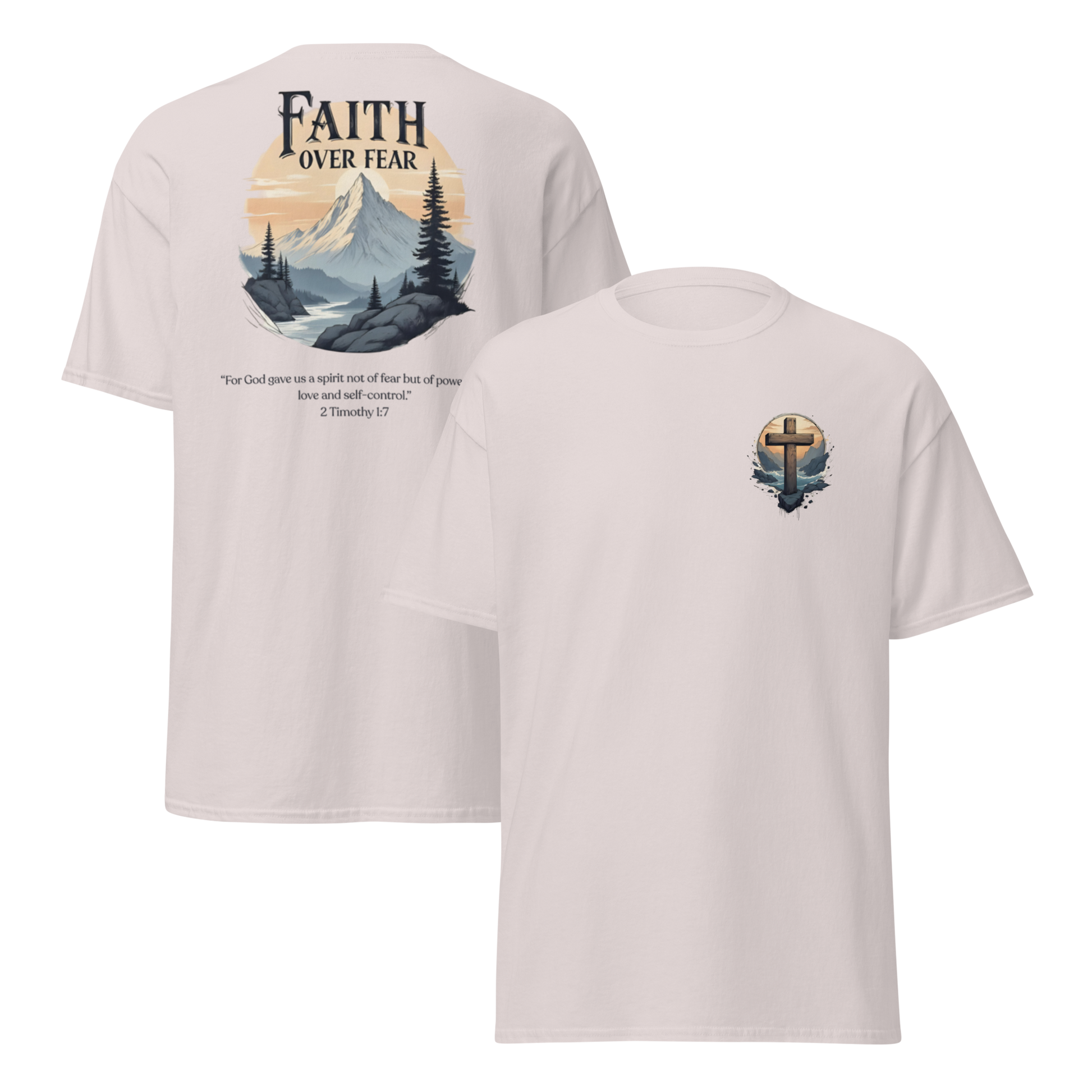 Faith Over Fear Christian T-Shirt 2 Timothy 1:7 – Courage and Faith Apparel by Swayze