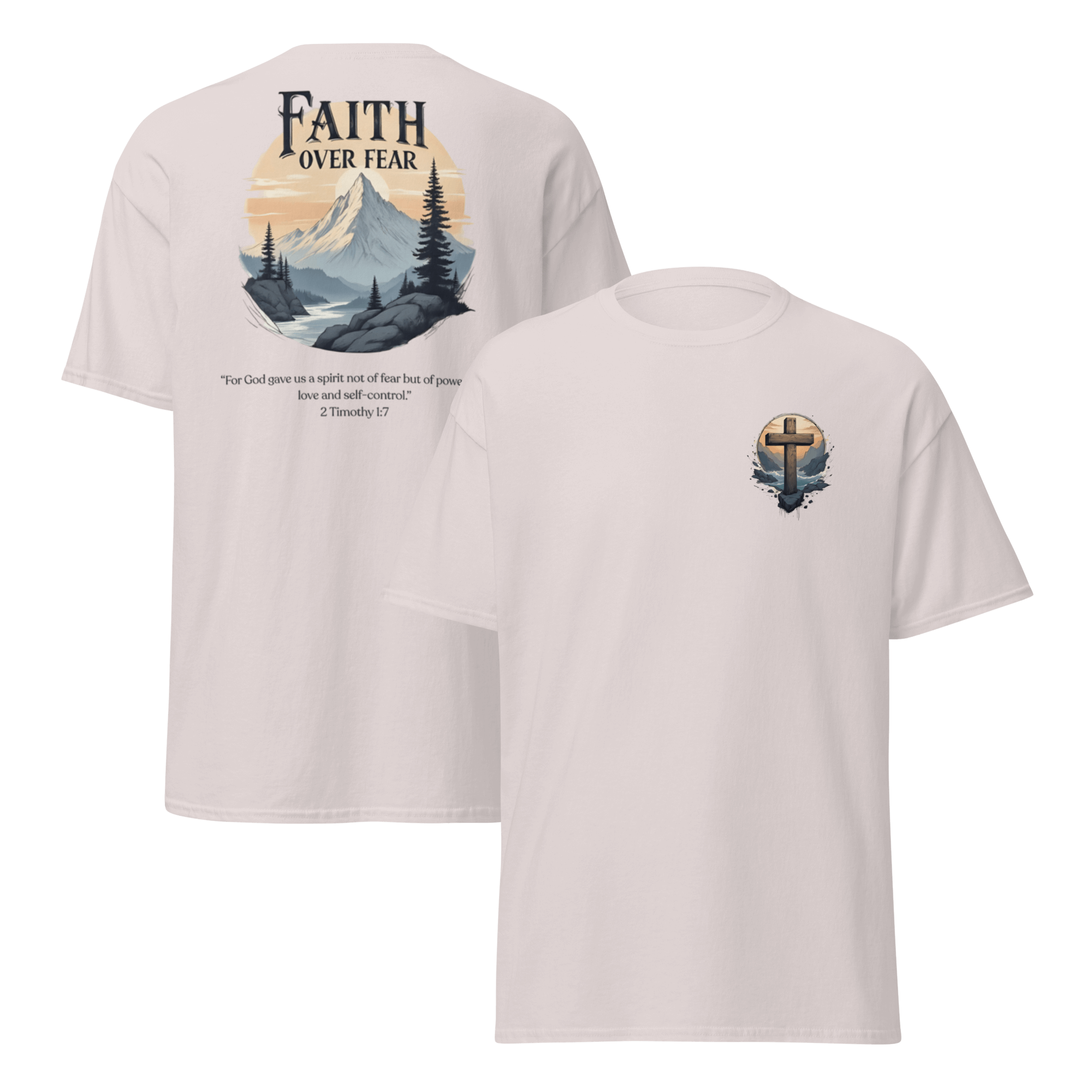 Faith Over Fear Christian T-Shirt 2 Timothy 1:7 – Courage and Faith Apparel by Swayze