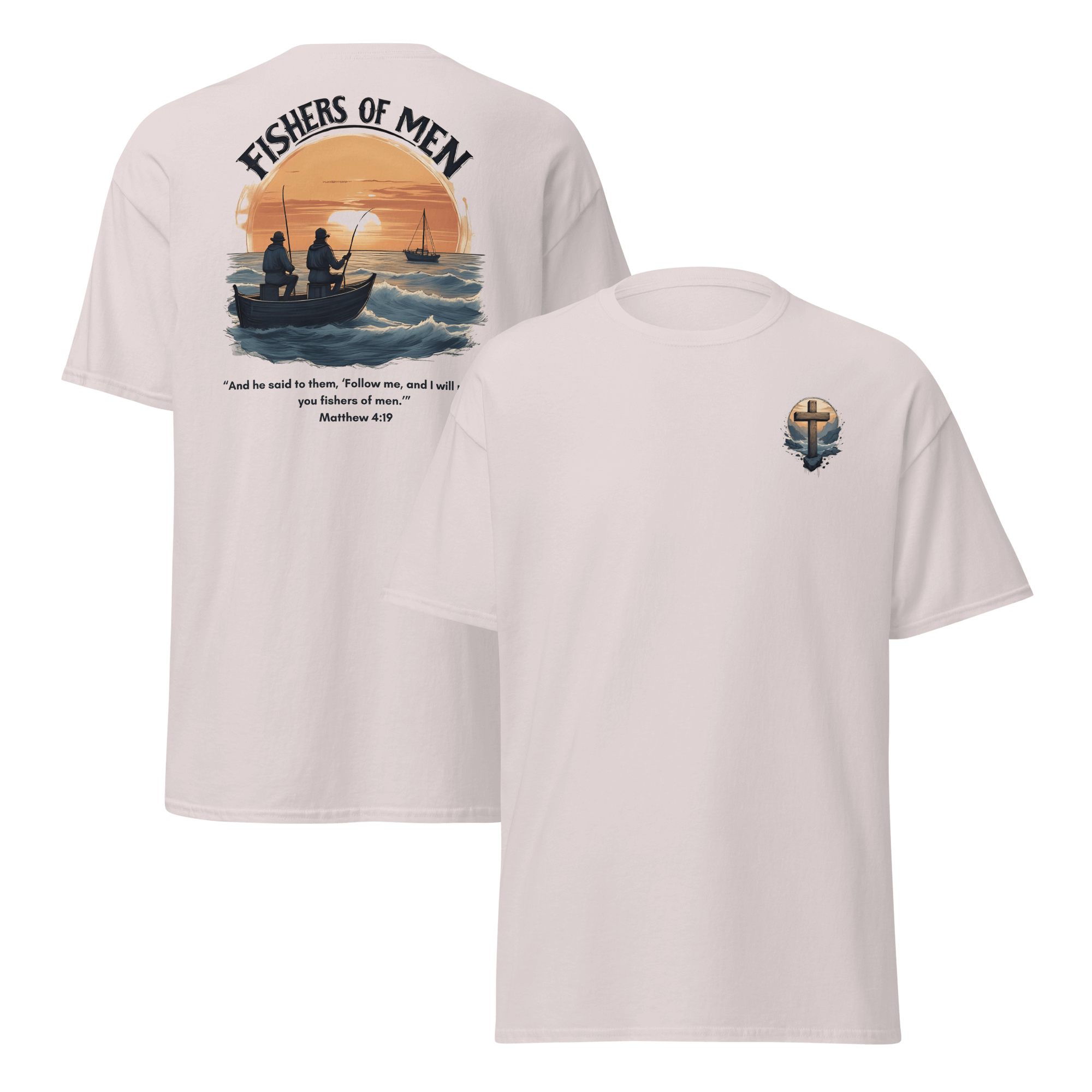 Ice grey Fishers of Men Christian t-shirt - inspirational leadership and discipleship tee