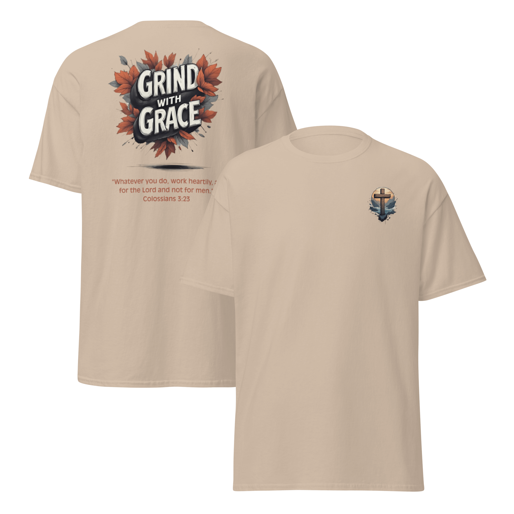 Sand Grind with Grace Christian shirt - motivational apparel for self-improvement