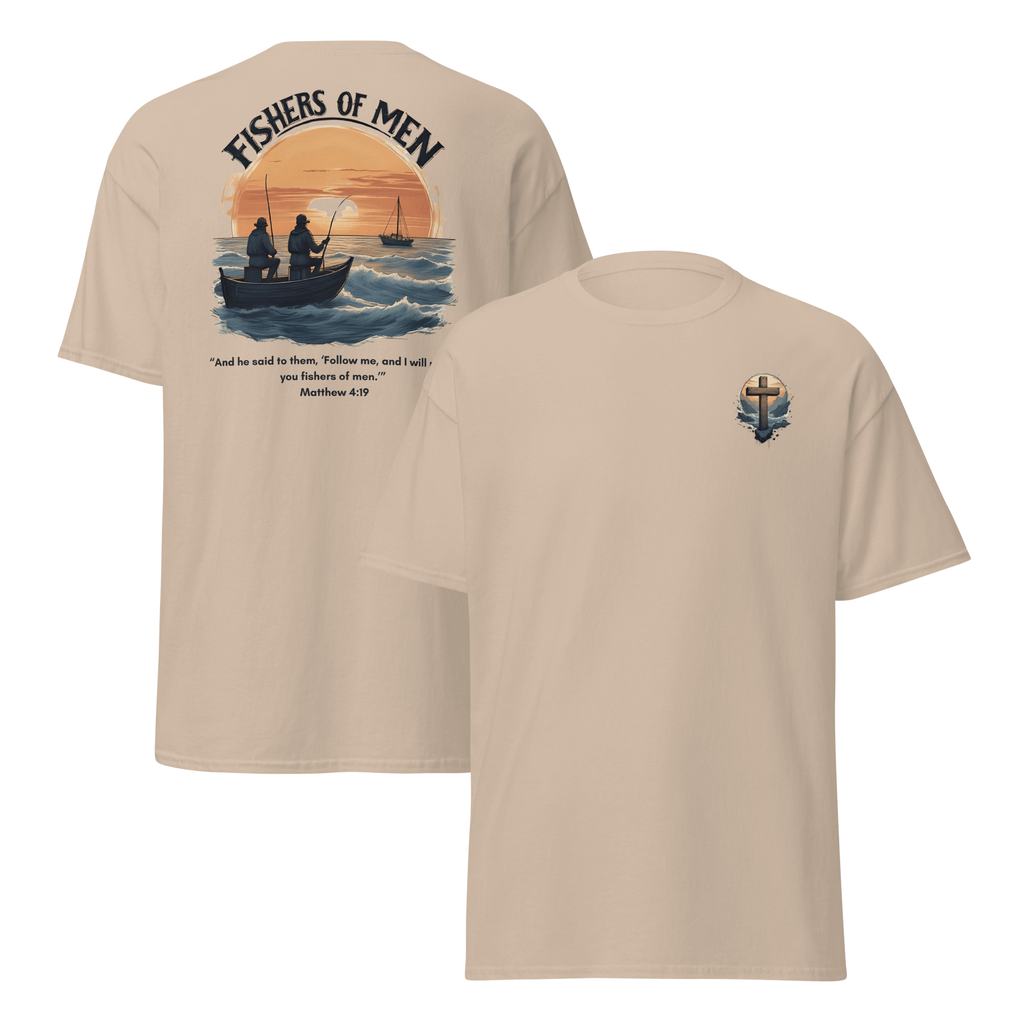 Sand Fishers of Men Christian t-shirt - Matthew 4:19 leadership and discipleship shirt