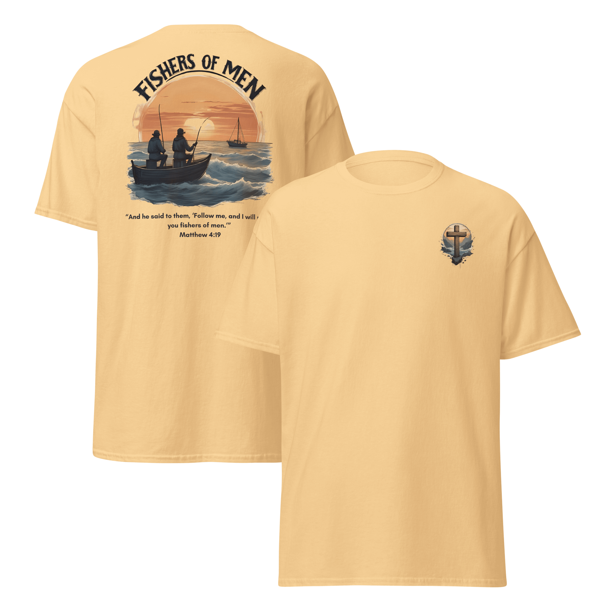 Yellow haze Fishers of Men motivational shirt - Matthew 4:19 Christian influence apparel